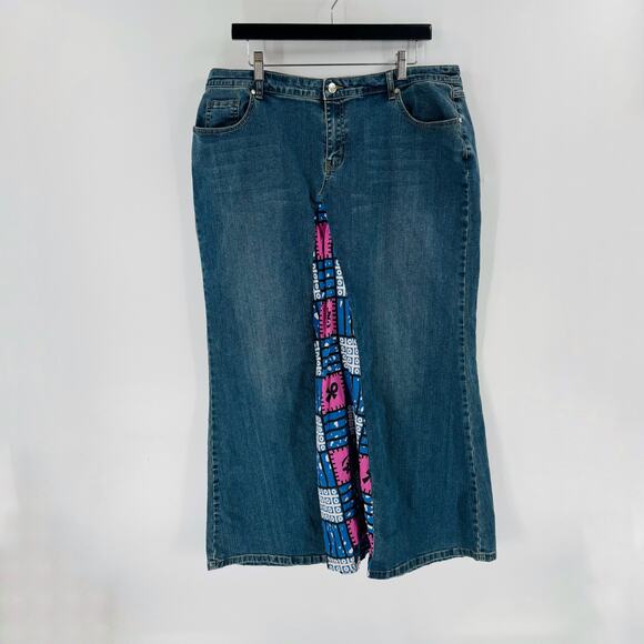 Vintage Y2K Ashro Denim Maxi Skirt Size 18 Patchwork Panel Boho Grunge 90s - Picture 7 of 7